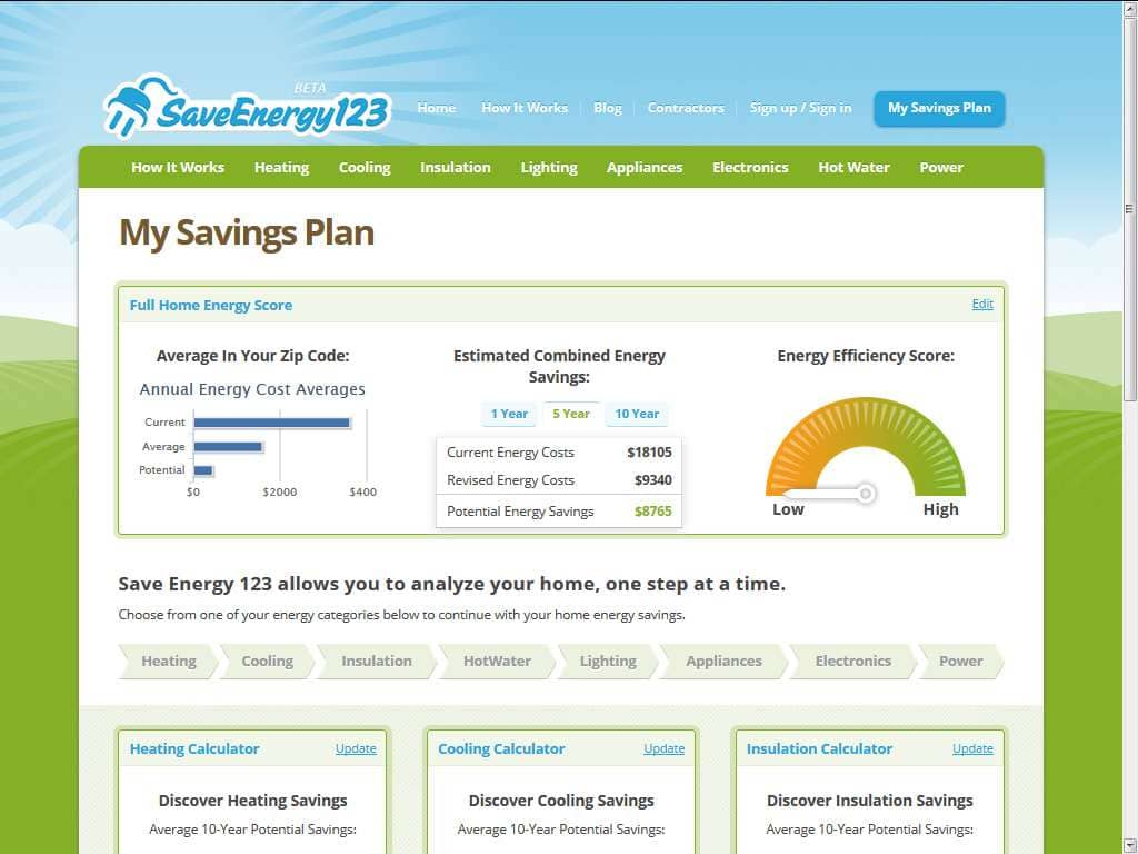 SaveEnergy.com, My Savings Plan.