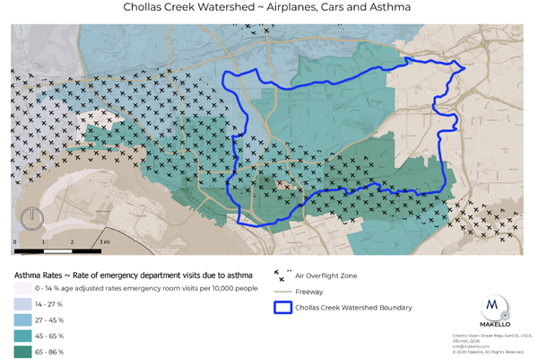 flight paths over Chollas Creek Watershed in San Diego