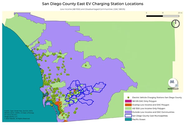 San Diego Public EV Charging Stations. East County featured