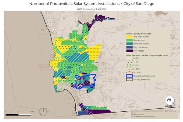 Solar electric installations in the City of San Diego