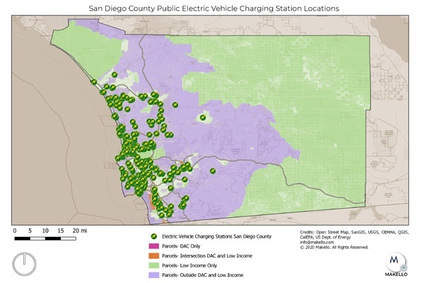 San Diego EV Charging available in Coastal and Inland areas