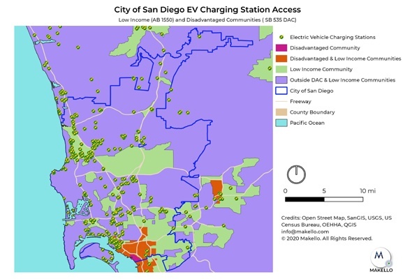 EV charging stations in the City of San Diego